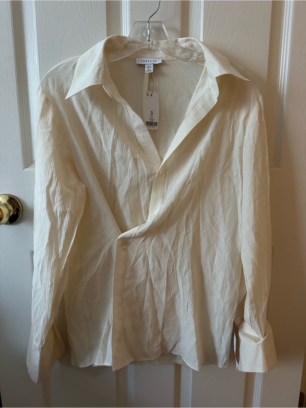 Topshop Women’s Long-Sleeve Button Down Blouse Shirt Top cream white color
